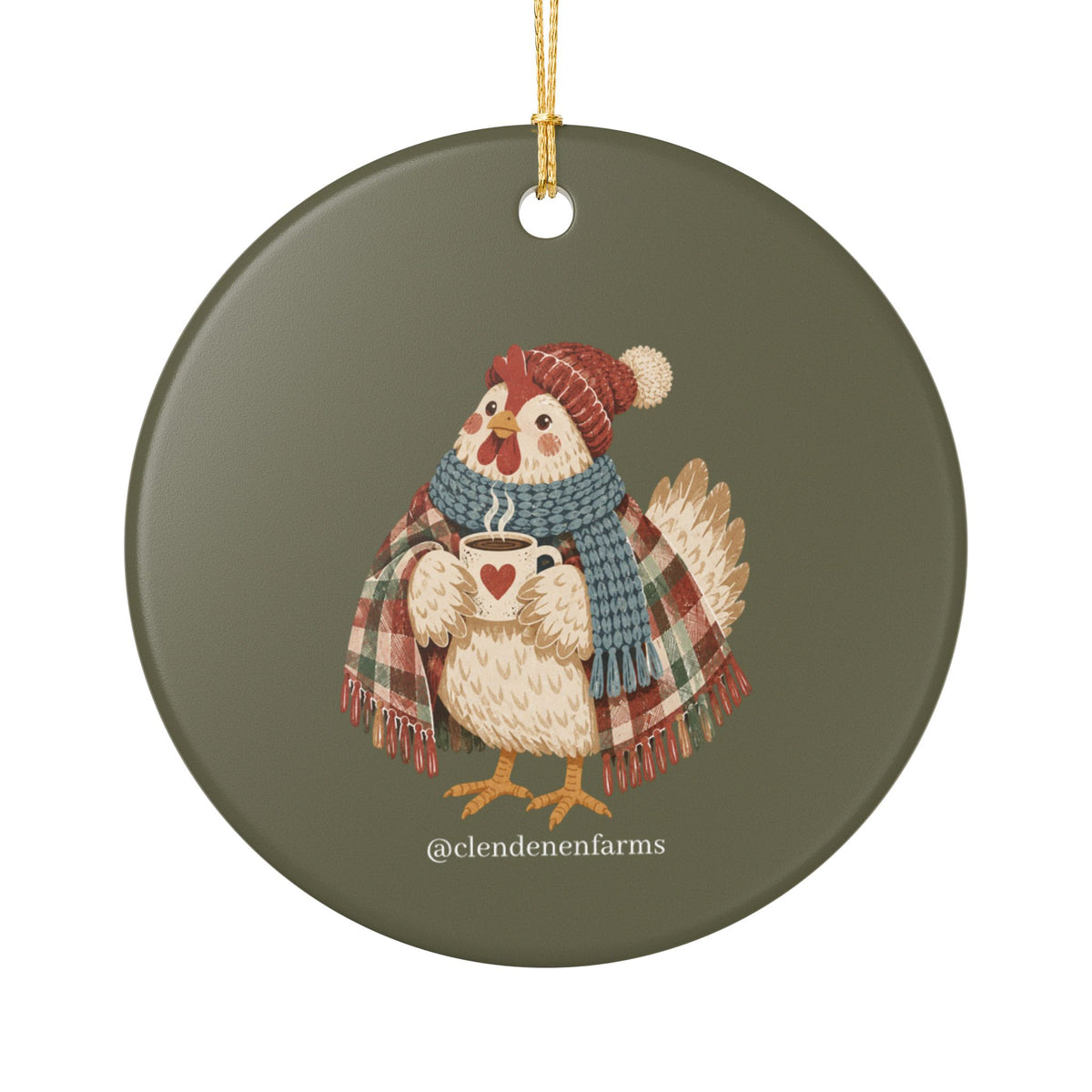 Rustic Chicken Ceramic Ornament