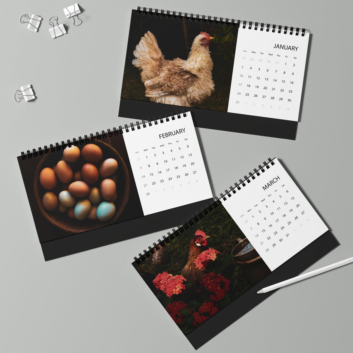 Country Hen Desk Calendar 2027