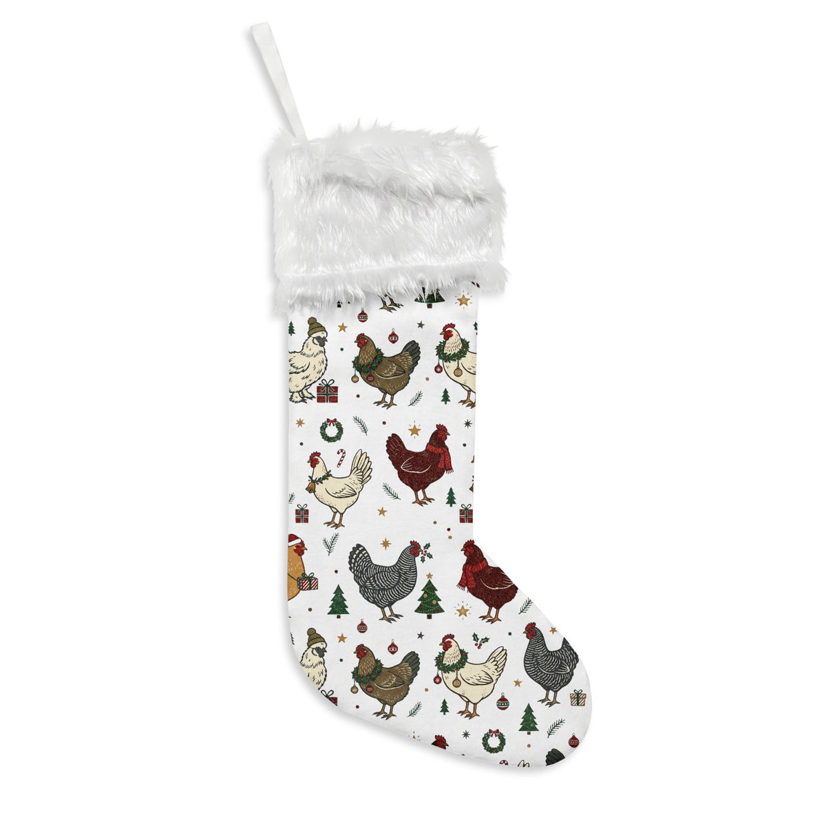 Chicken Pattern Christmas Stocking