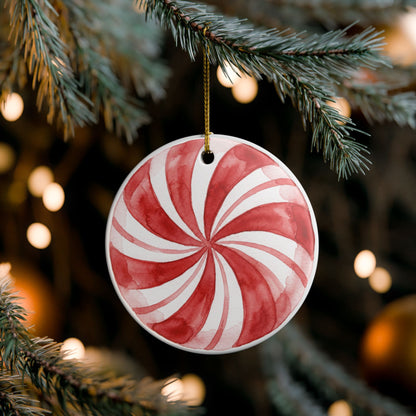 Peppermint Swirl Ceramic Ornament