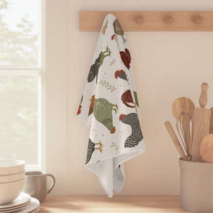Farmhouse Chicken Pattern Tea Towel