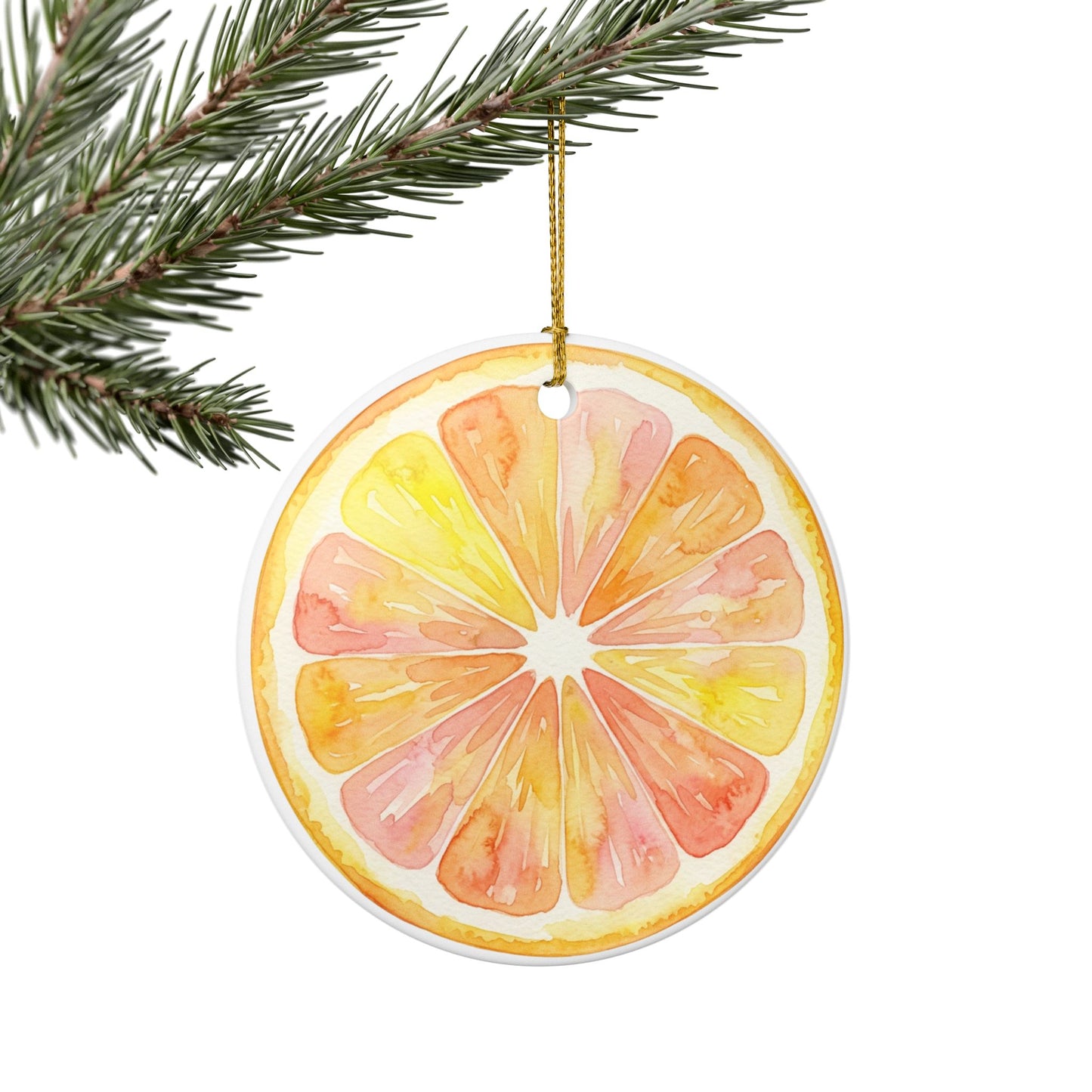 Citrus Slice Ceramic Ornament