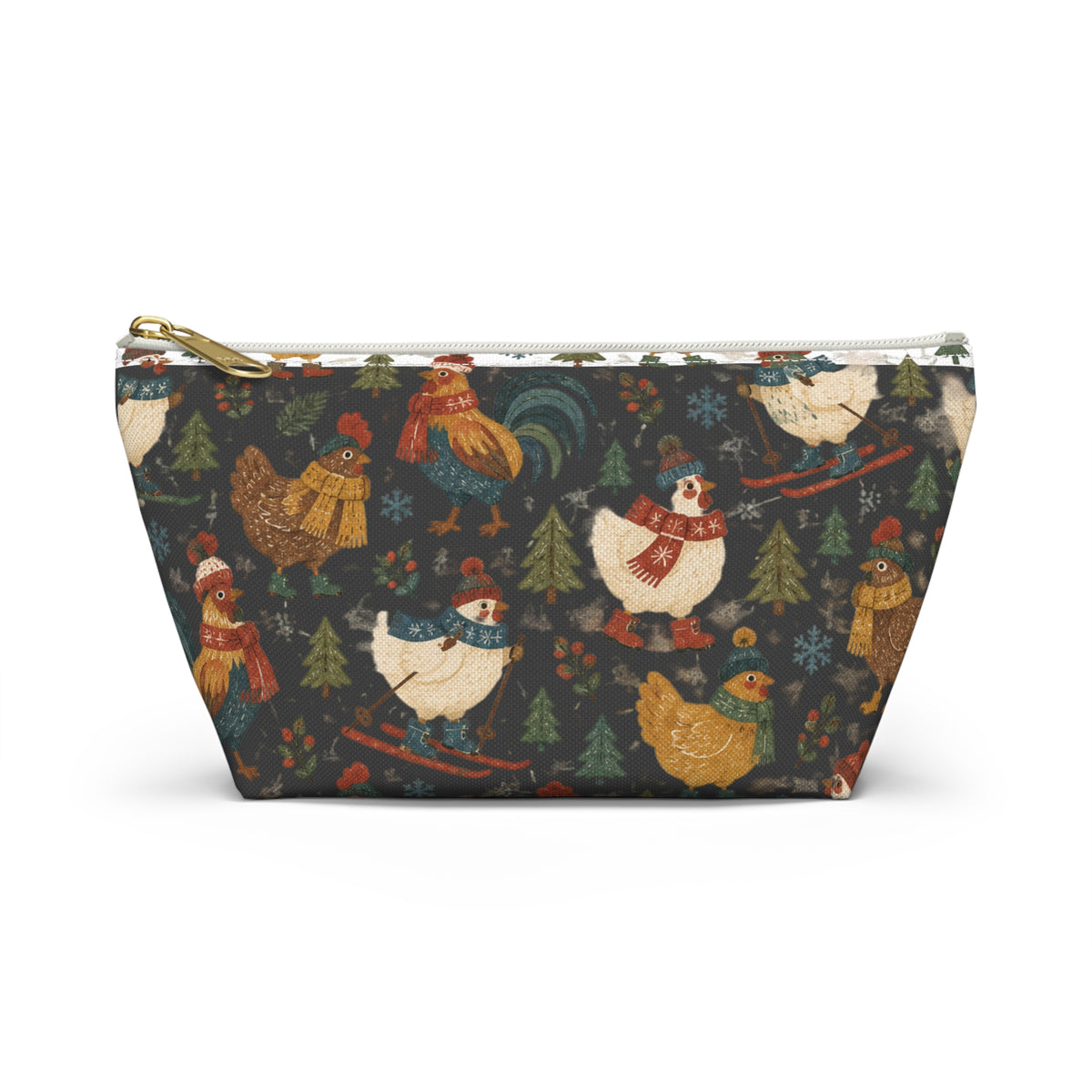 Festive Winter Farm Animals Accessory Pouch