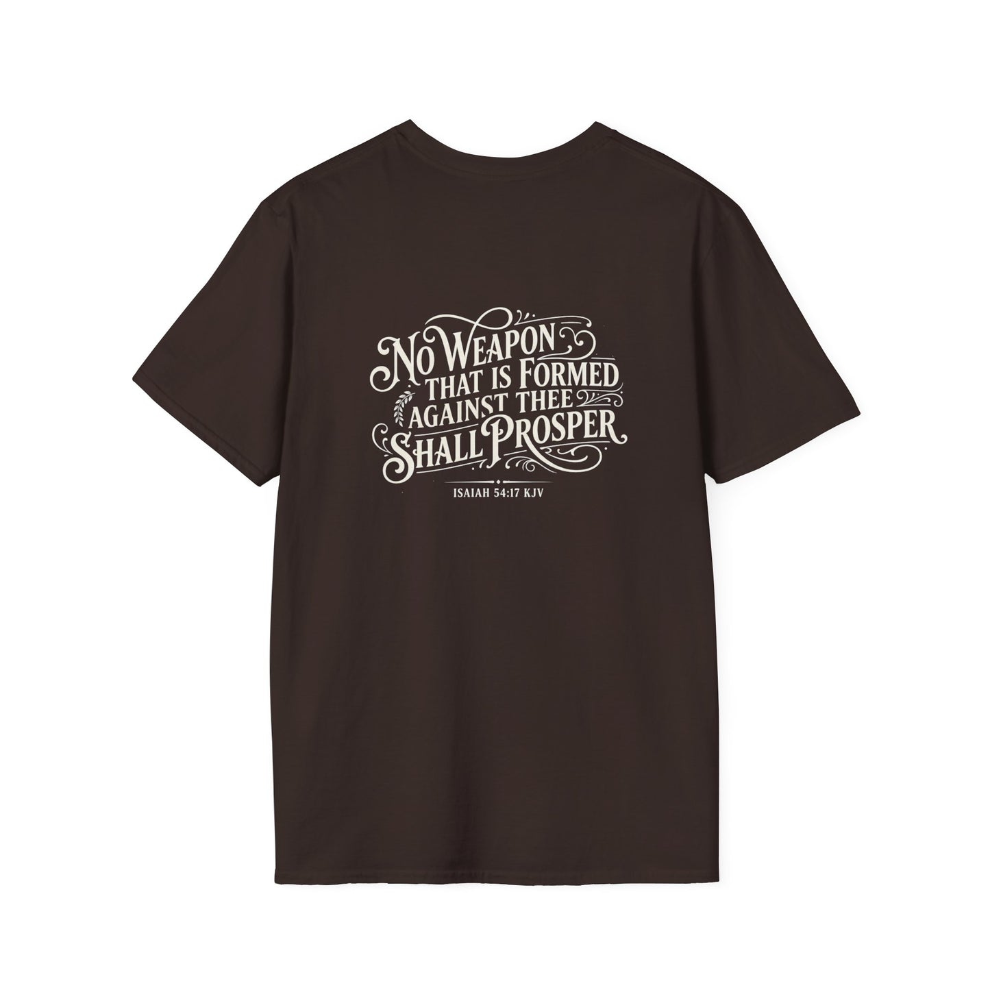 Crusader Faith Verse T‑Shirt — Isaiah 54:17 Inspirational Christian Tee