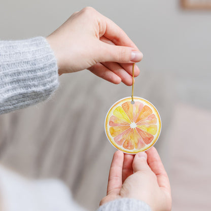 Citrus Slice Ceramic Ornament
