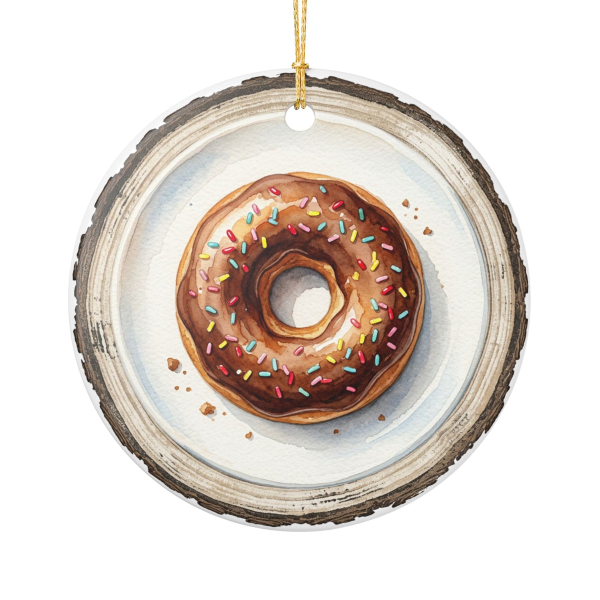 Chocolate Donut Ceramic Ornament