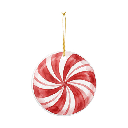 Peppermint Swirl Ceramic Ornament