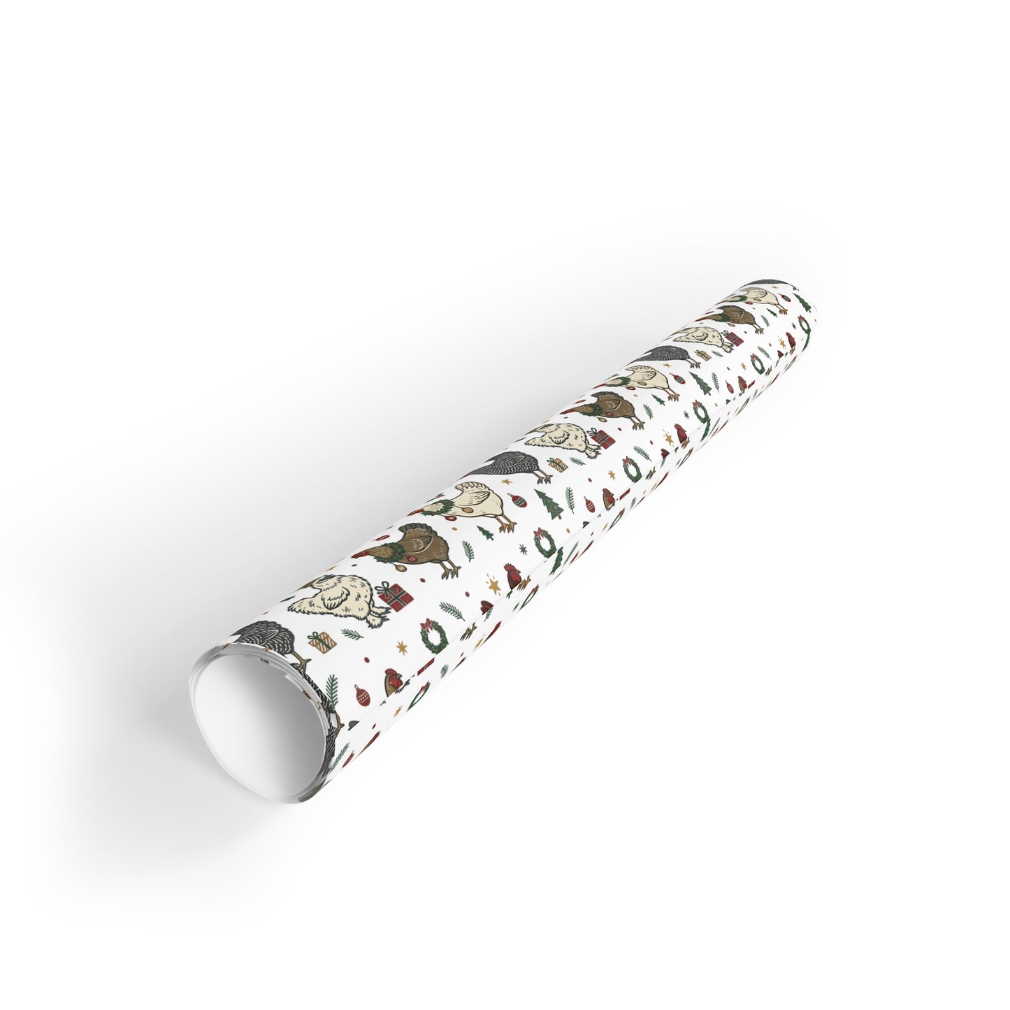 Holiday Chicken Wrapping Paper Roll — Festive Farmhouse Hen Print Gift Wrap