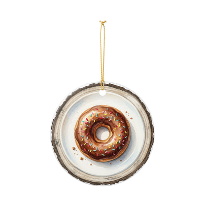 Chocolate Donut Ceramic Ornament