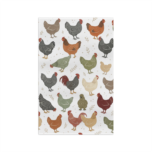 Farmhouse Chicken Pattern Tea Towel