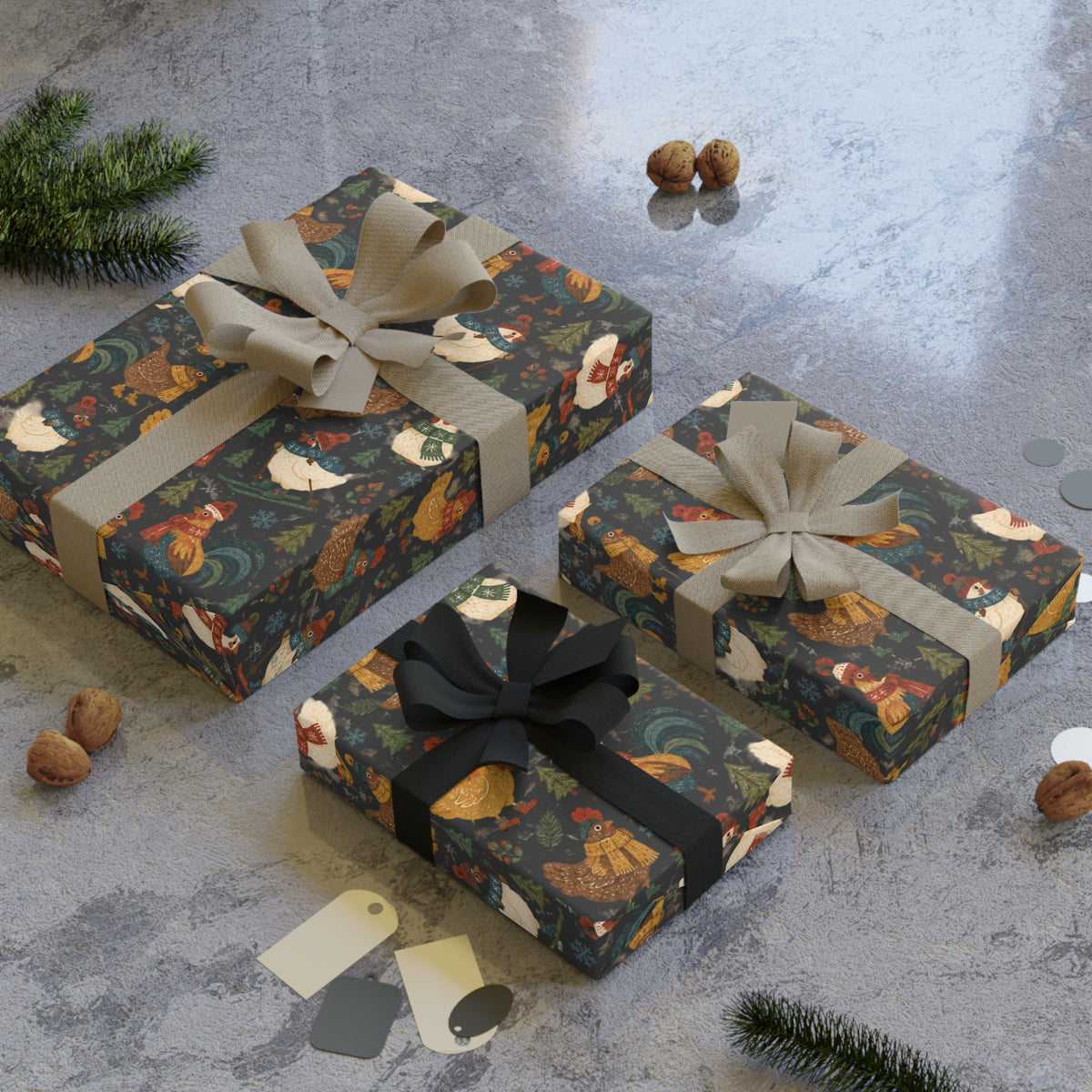 Winter Chickens Gift Wrapping Paper