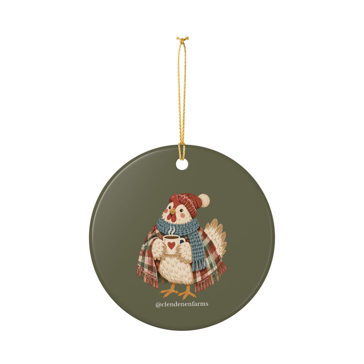 Rustic Chicken Ceramic Ornament