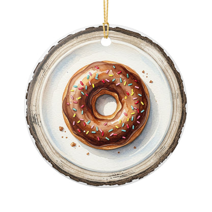 Chocolate Donut Ceramic Ornament