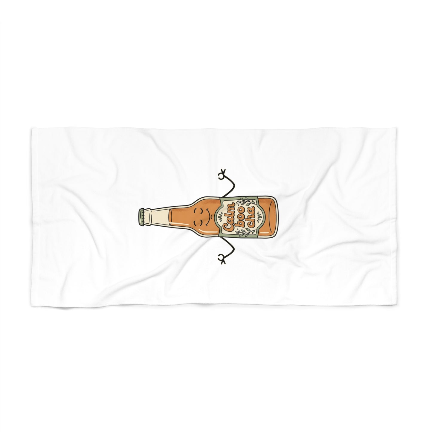 Beach Towel - Cute Relaxing Beer Bottle Illustration (Summer Drink Vibes)