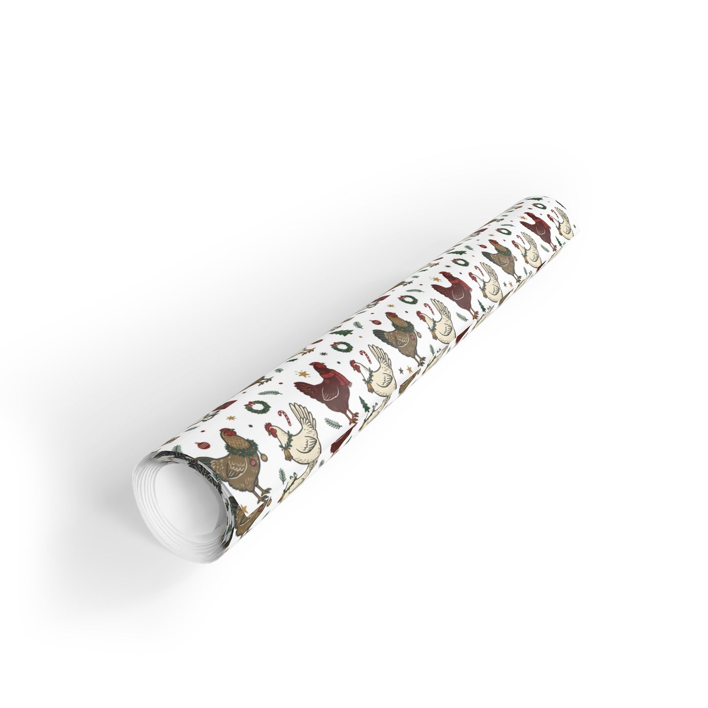 Holiday Chicken Wrapping Paper Roll — Festive Farmhouse Hen Print Gift Wrap