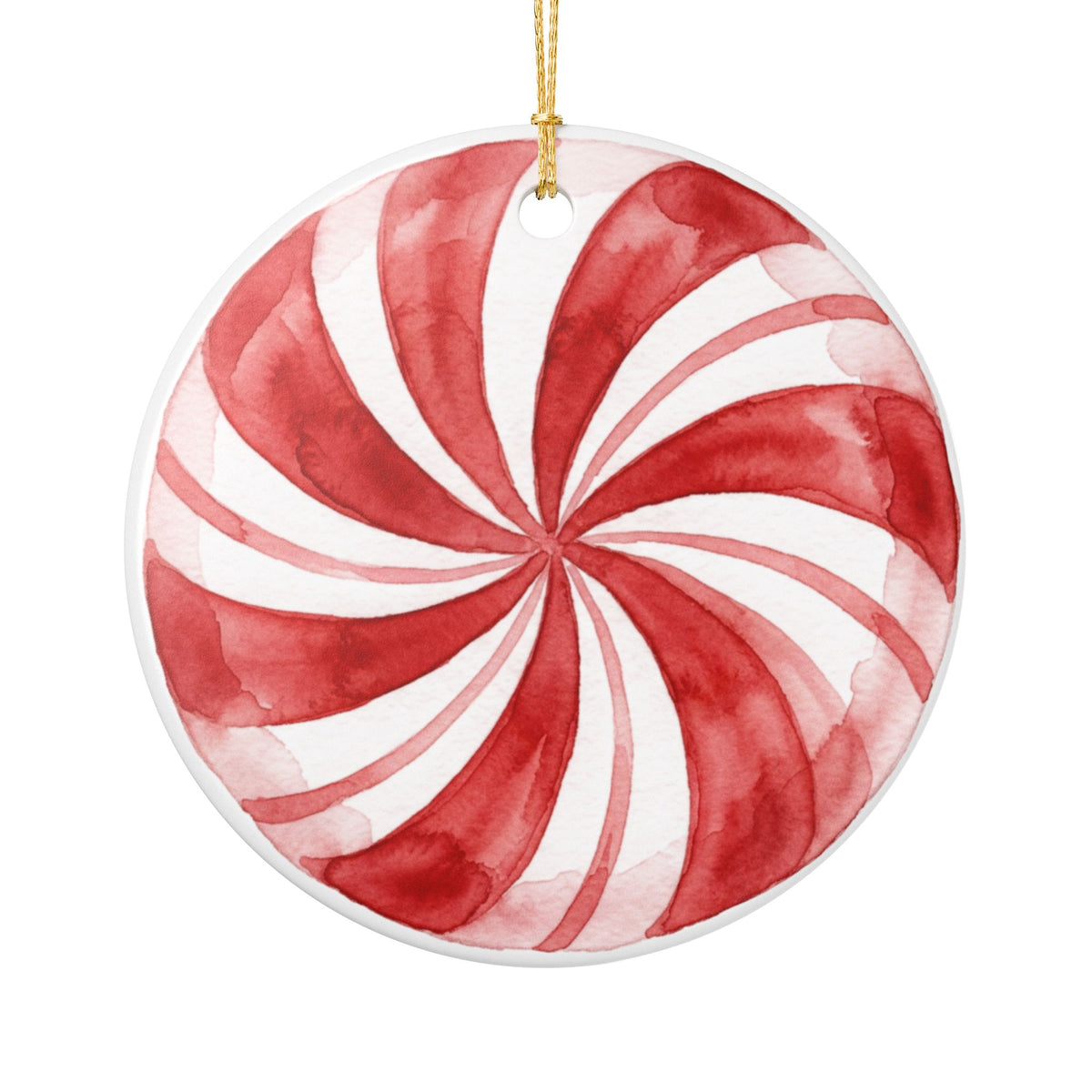 Peppermint Swirl Ceramic Ornament