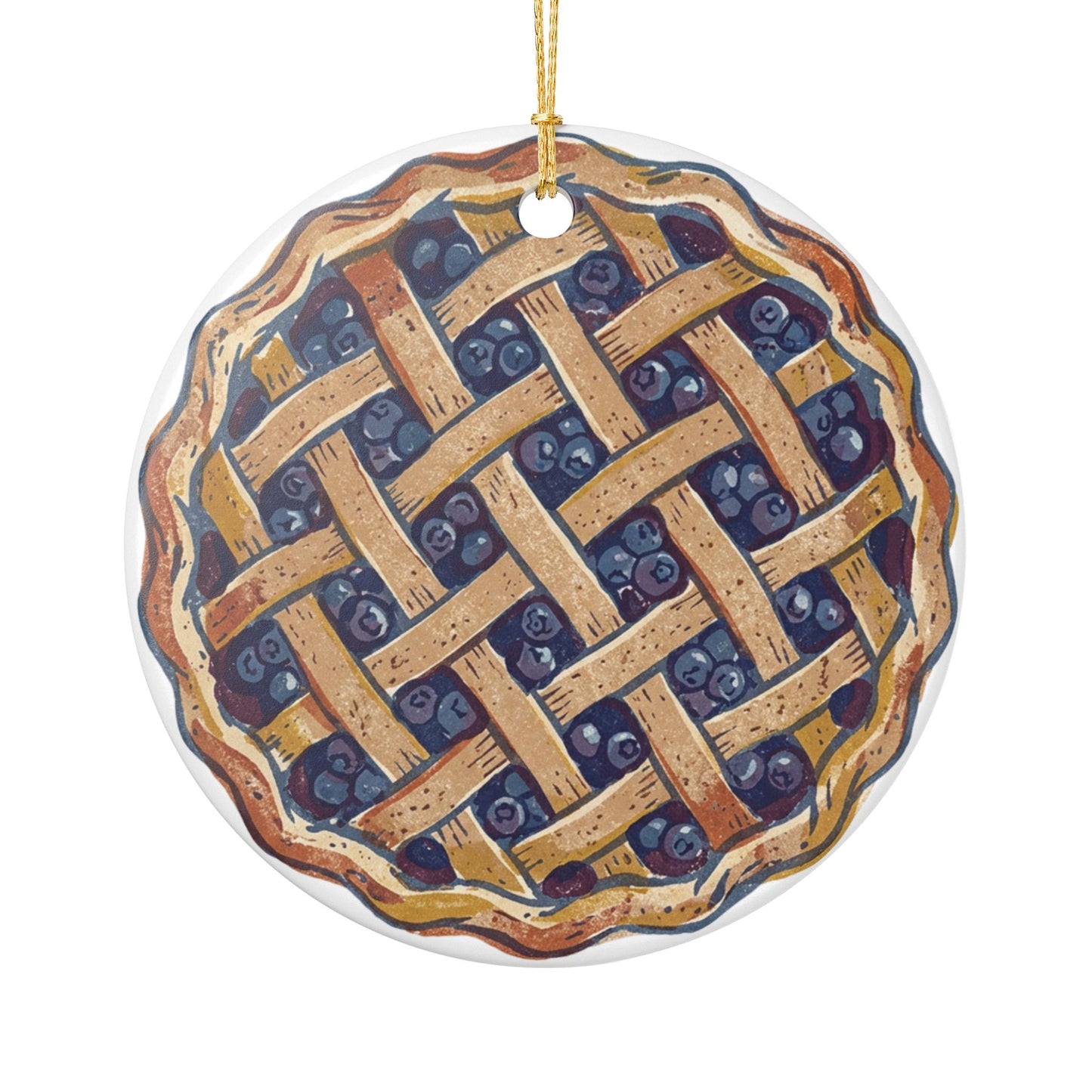 Blueberry Pie Ceramic Ornament