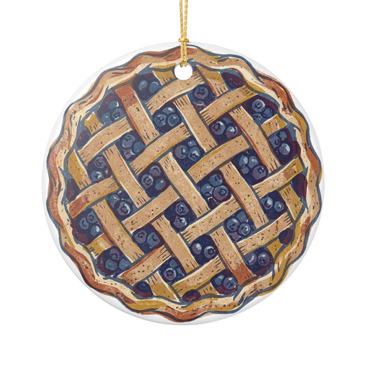 Blueberry Pie Ceramic Ornament