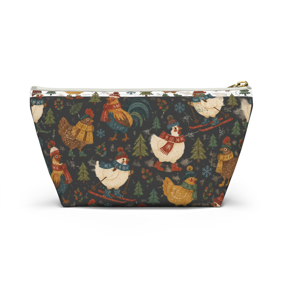 Festive Winter Farm Animals Accessory Pouch