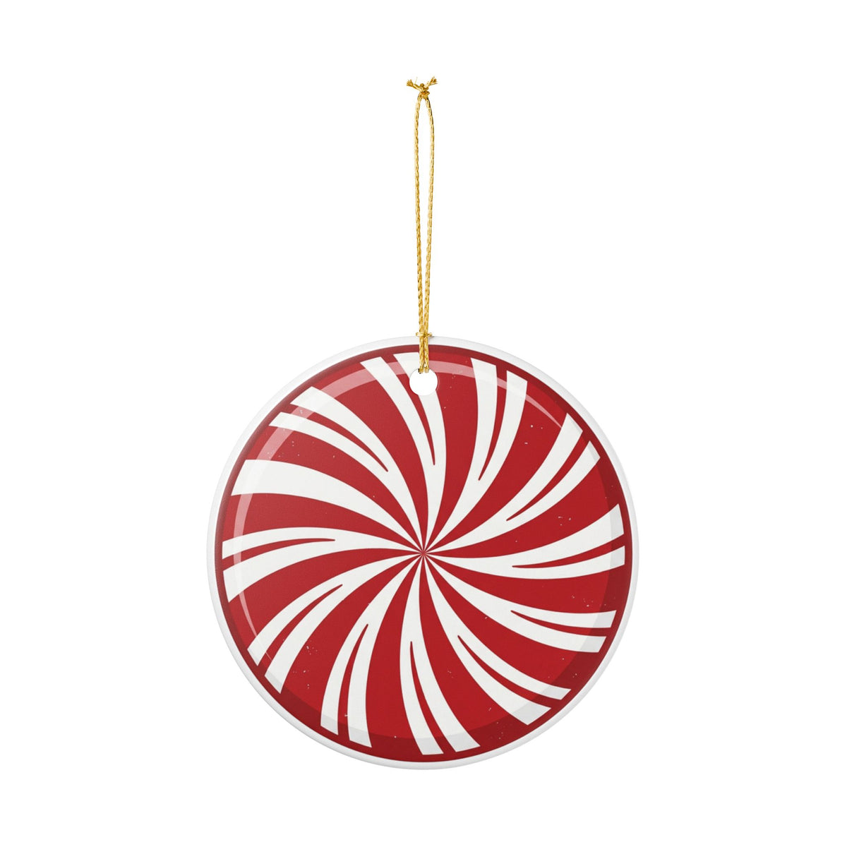 Peppermint Swirl Ceramic Ornament