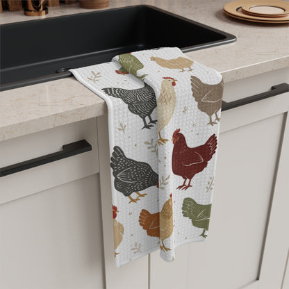 Farmhouse Chicken Pattern Tea Towel