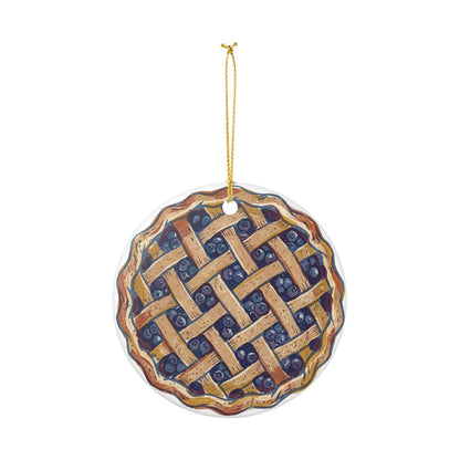Blueberry Pie Ceramic Ornament