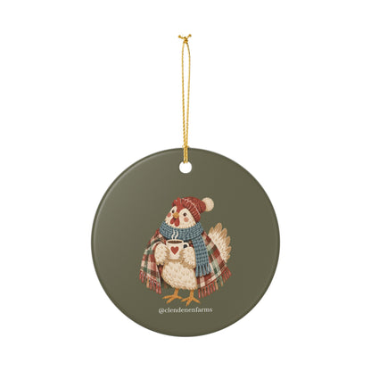 Rustic Chicken Ceramic Ornament