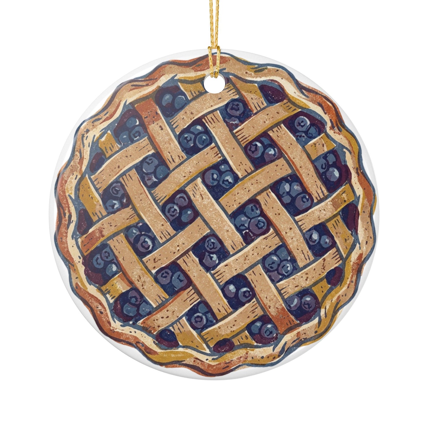 Blueberry Pie Ceramic Ornament