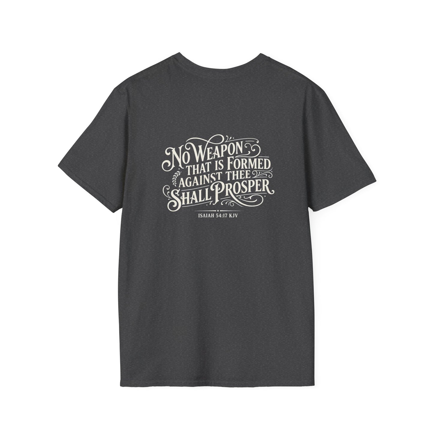 Crusader Faith Verse T‑Shirt — Isaiah 54:17 Inspirational Christian Tee